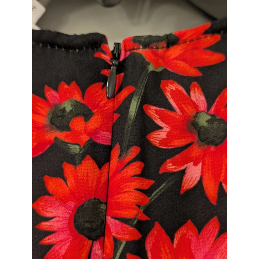 Women's Pearl by Lela Rose Black Red Floral Maxi Dress Size 2 - Picture 7 of 9